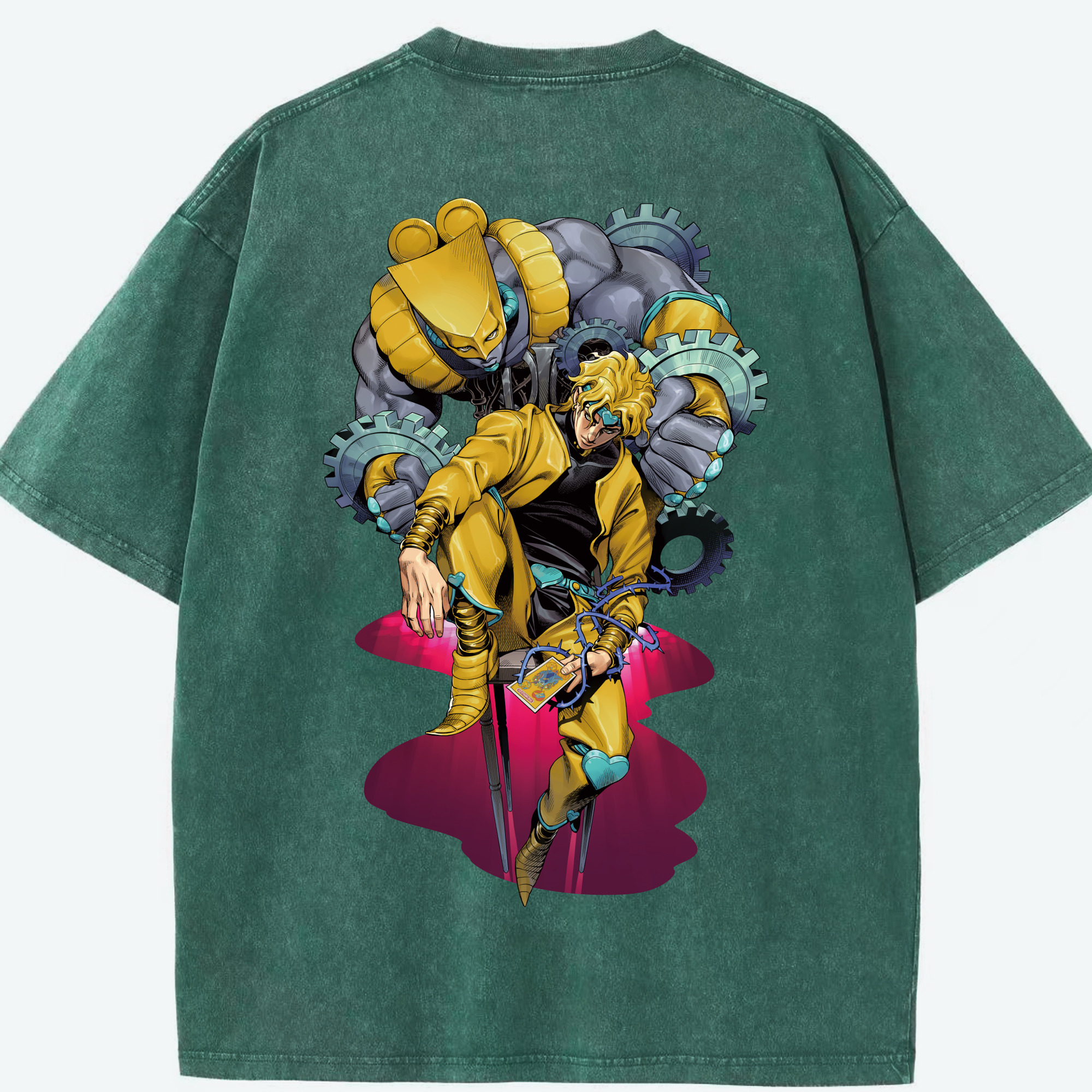 （画像用） ジョジョの奇妙な冒険 ディオ?ブランドー JoJo's Bizarre Adventure Dio Brando 綿100% ヴィンテージ風 半袖Tシャツ（背面プリント）